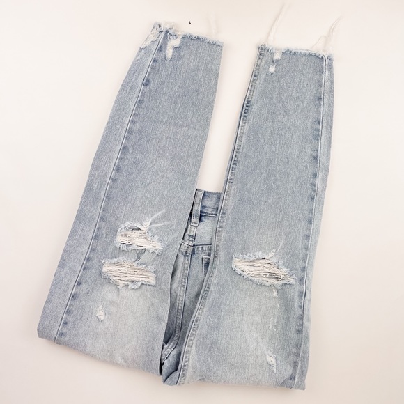 Free People High Rise Light Wash Distressed Jeans - Picture 6 of 7